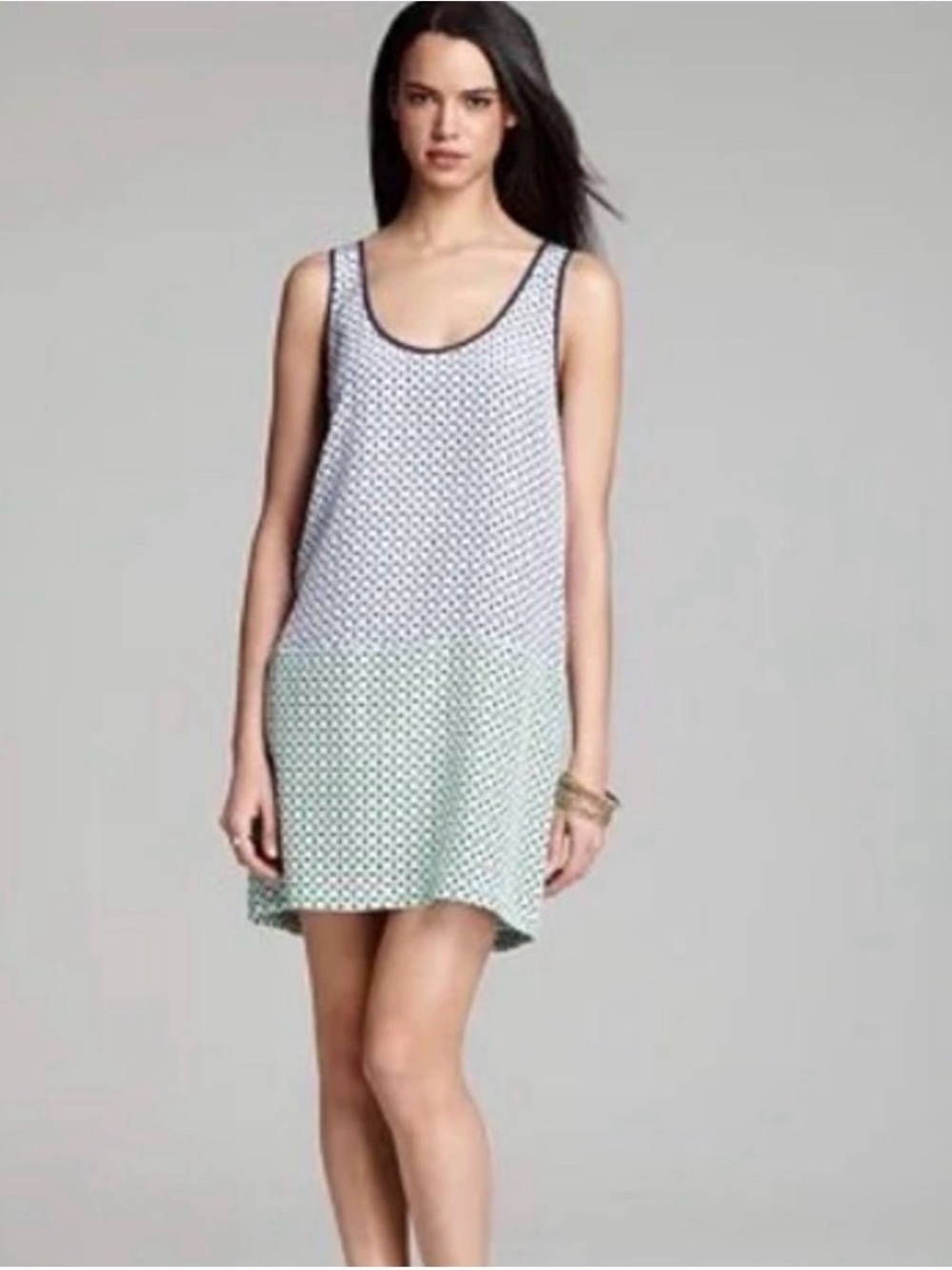 NWT 100% Silk Joie Light Blue and Navy Mixed Print Sleeveless Dress M - Picture 6 of 6